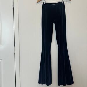 Brandy Melville dark blue navy velvet low waist flared bell bottoms pants small